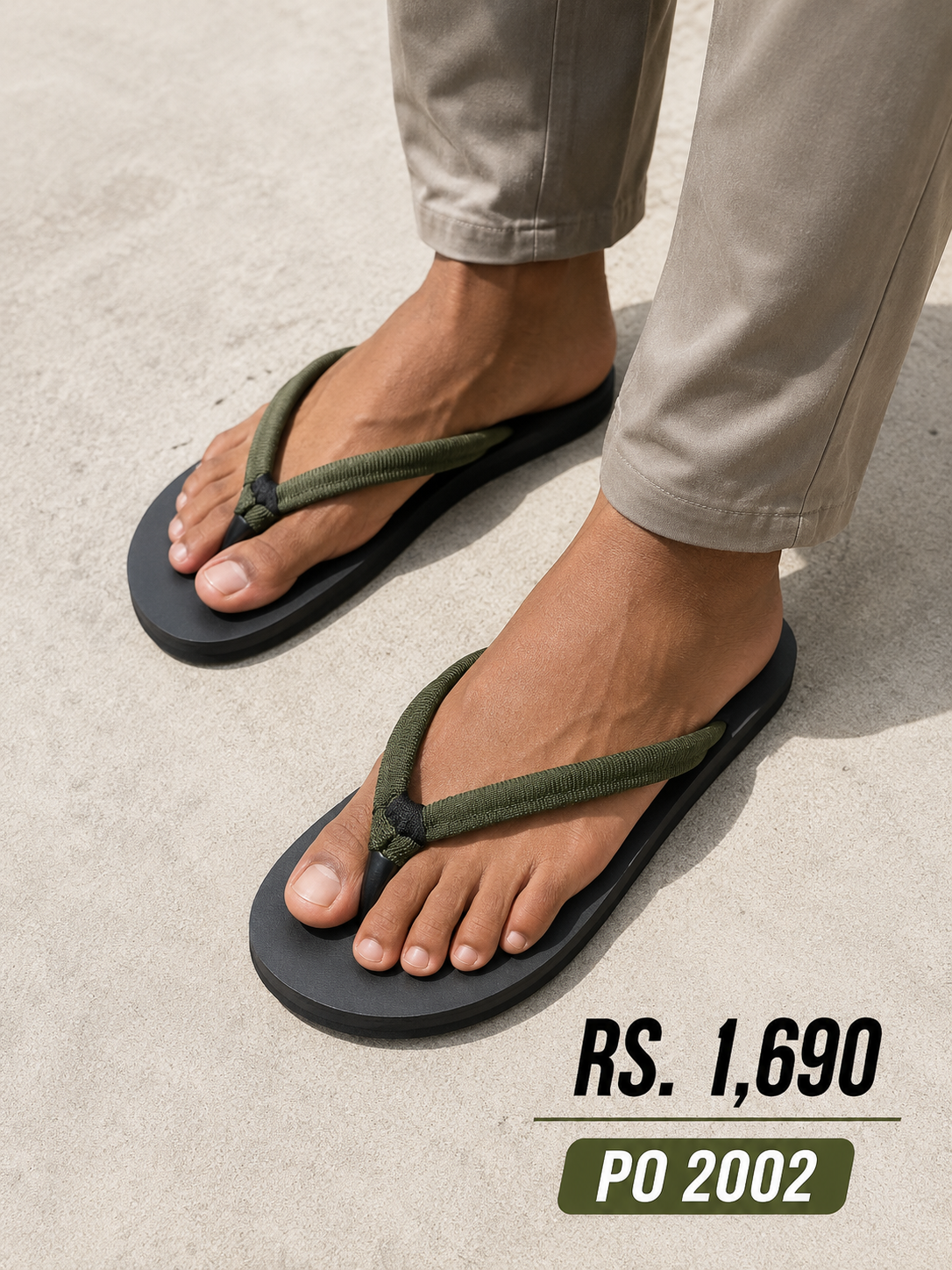 PO 2002 Olive Strap Slippers