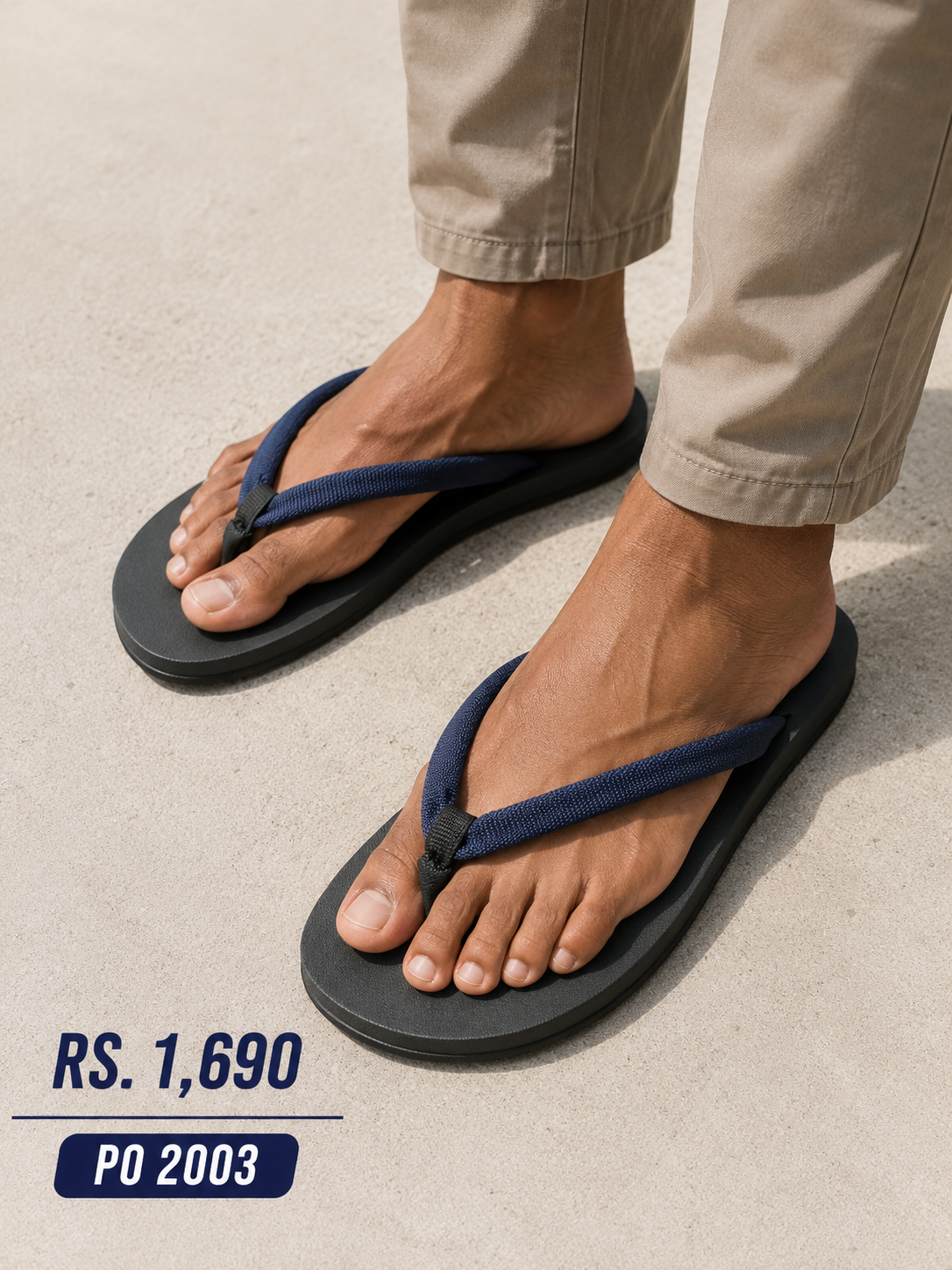 PO 2003 Navy Strap Slippers
