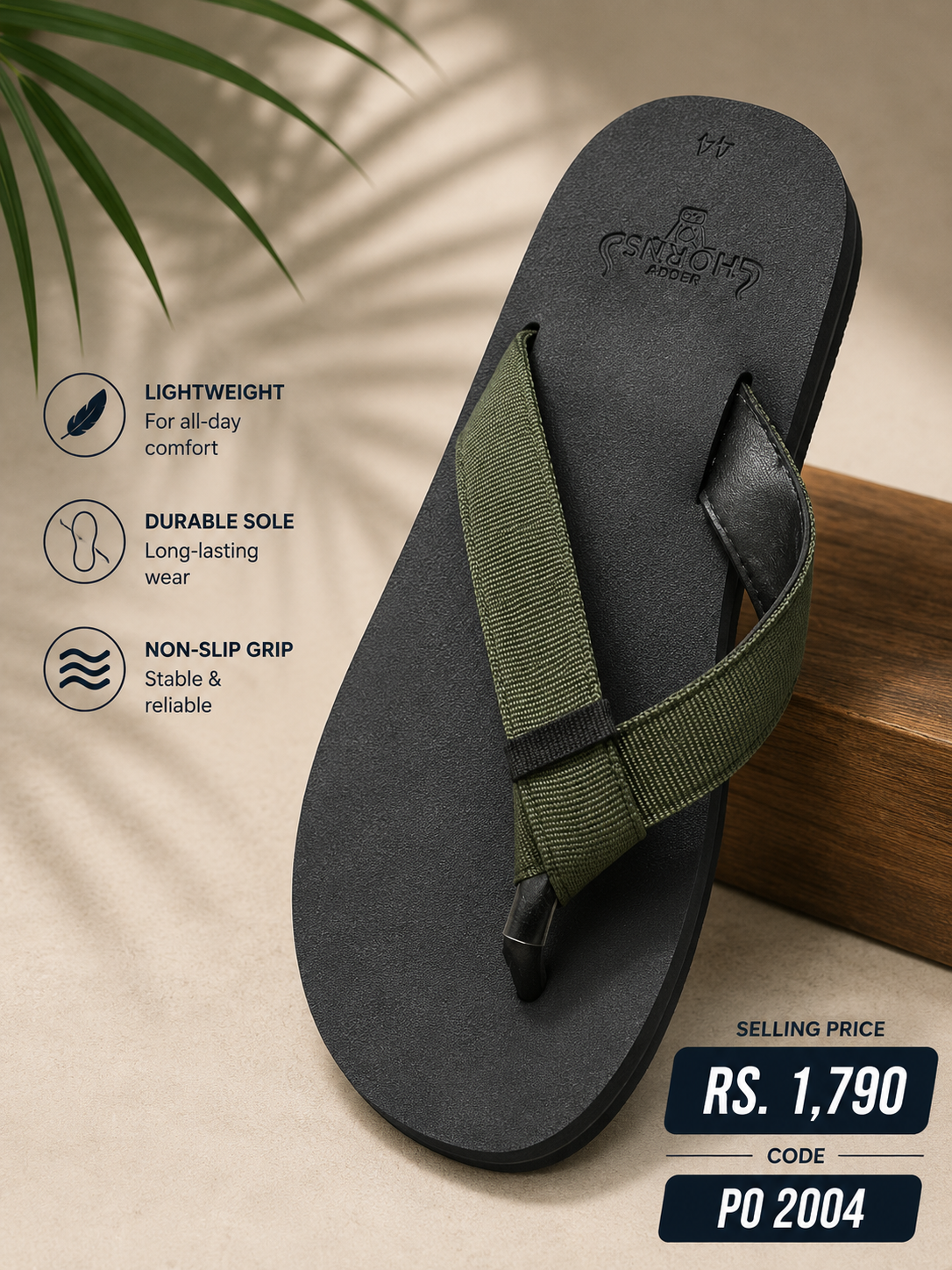 PO 2004 Olive Comfort Slippers