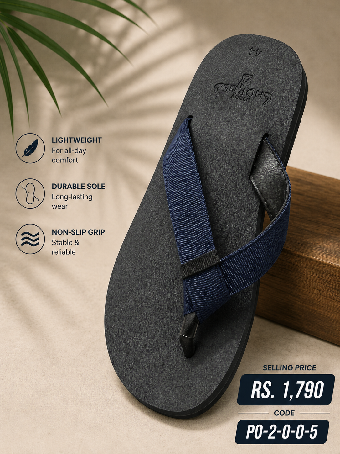 PO 2005 Navy Strap Slippers