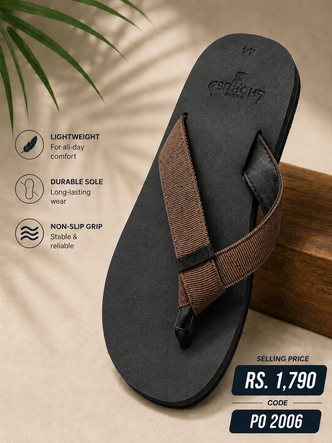 PO 2006 Brown Strap Slippers