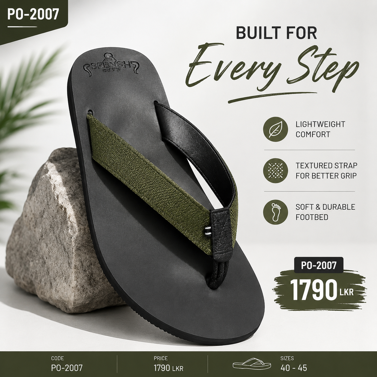 PO 2007 Olive Strap Slippers