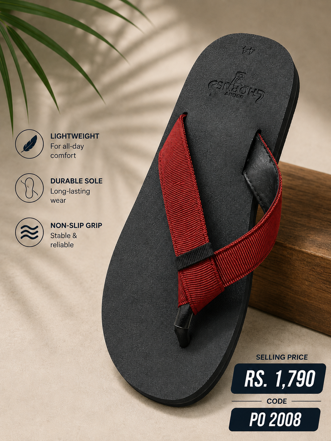 PO 2008 Red Strap Slippers