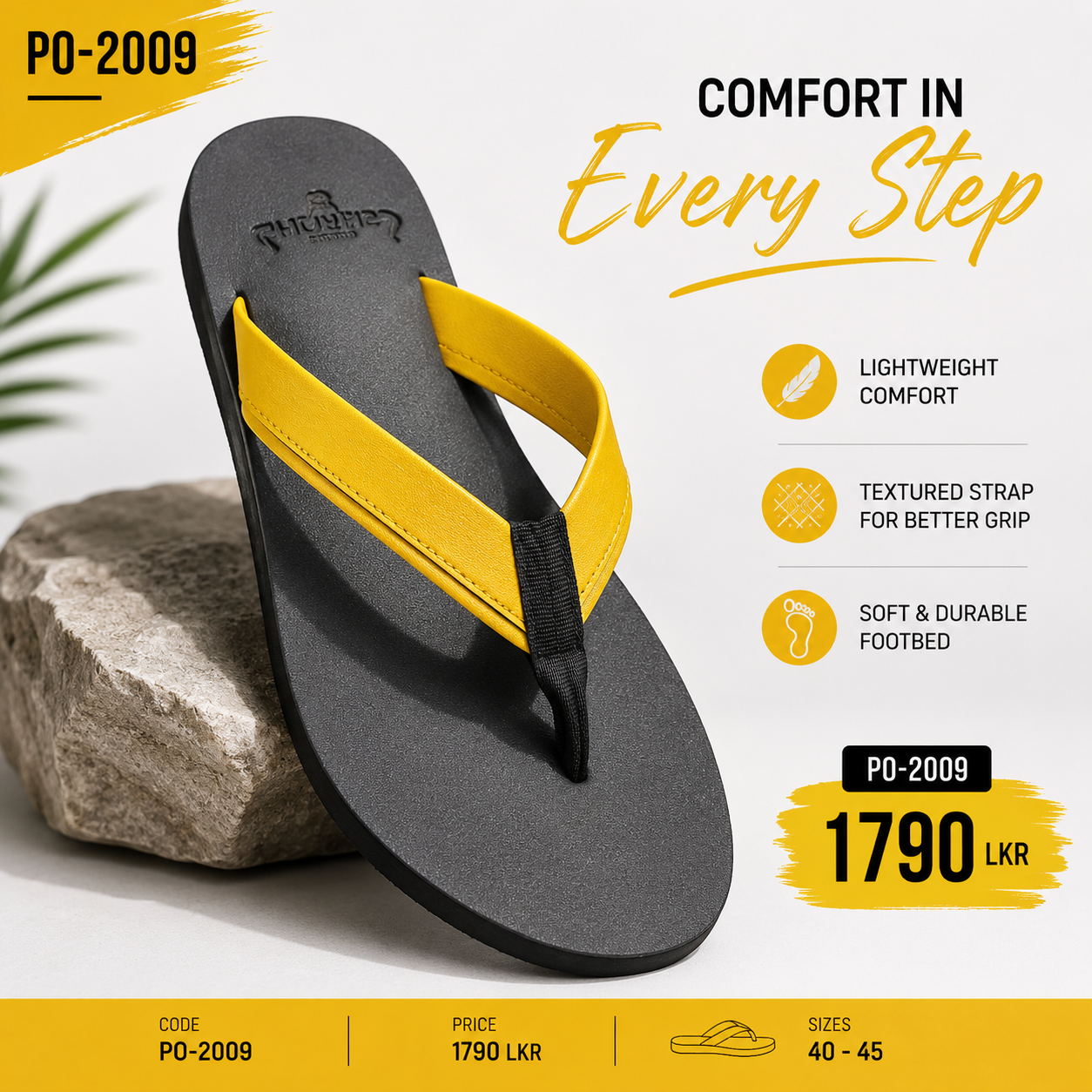 PO 2009 Yellow Strap Slippers