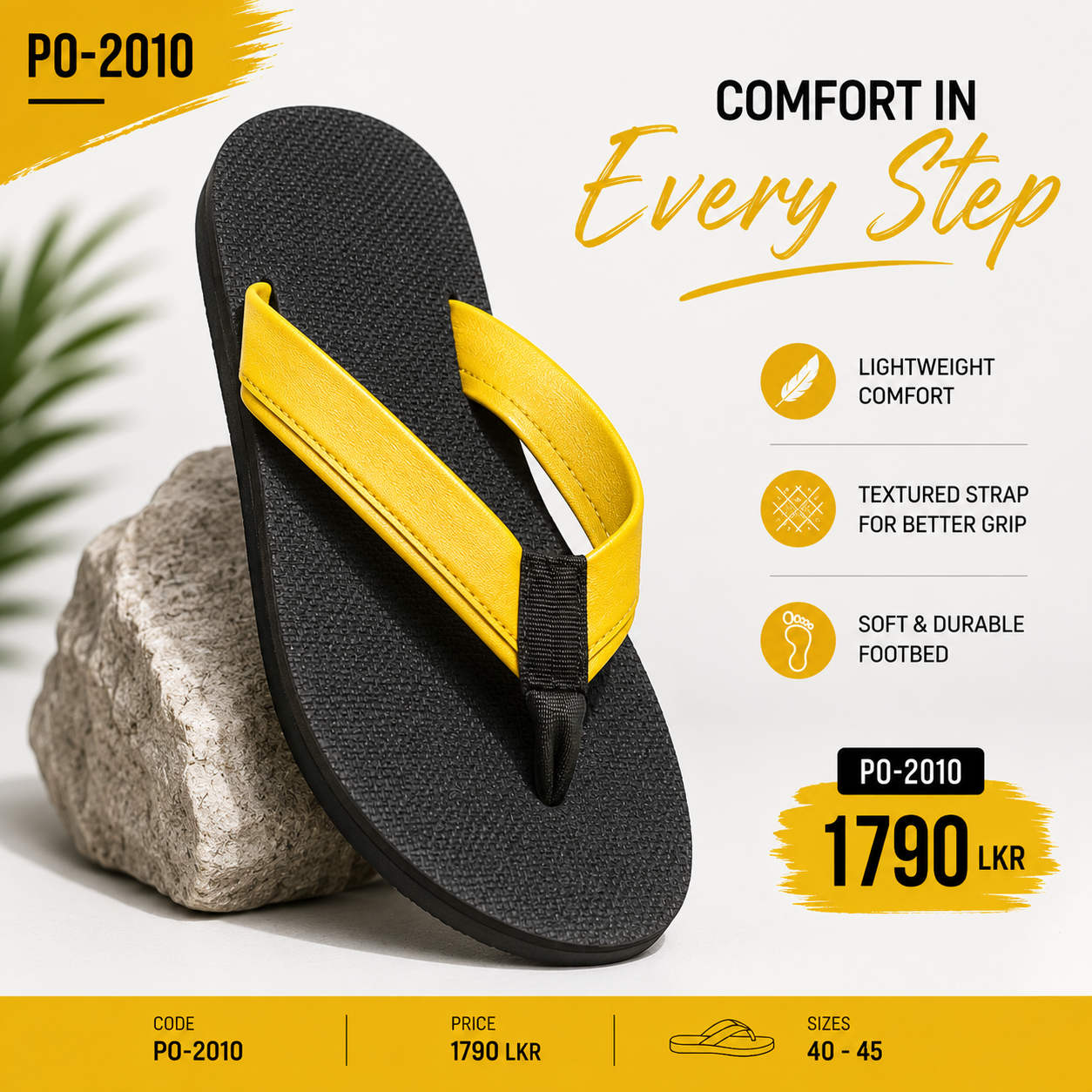 PO 2010 Yellow Strap Slippers