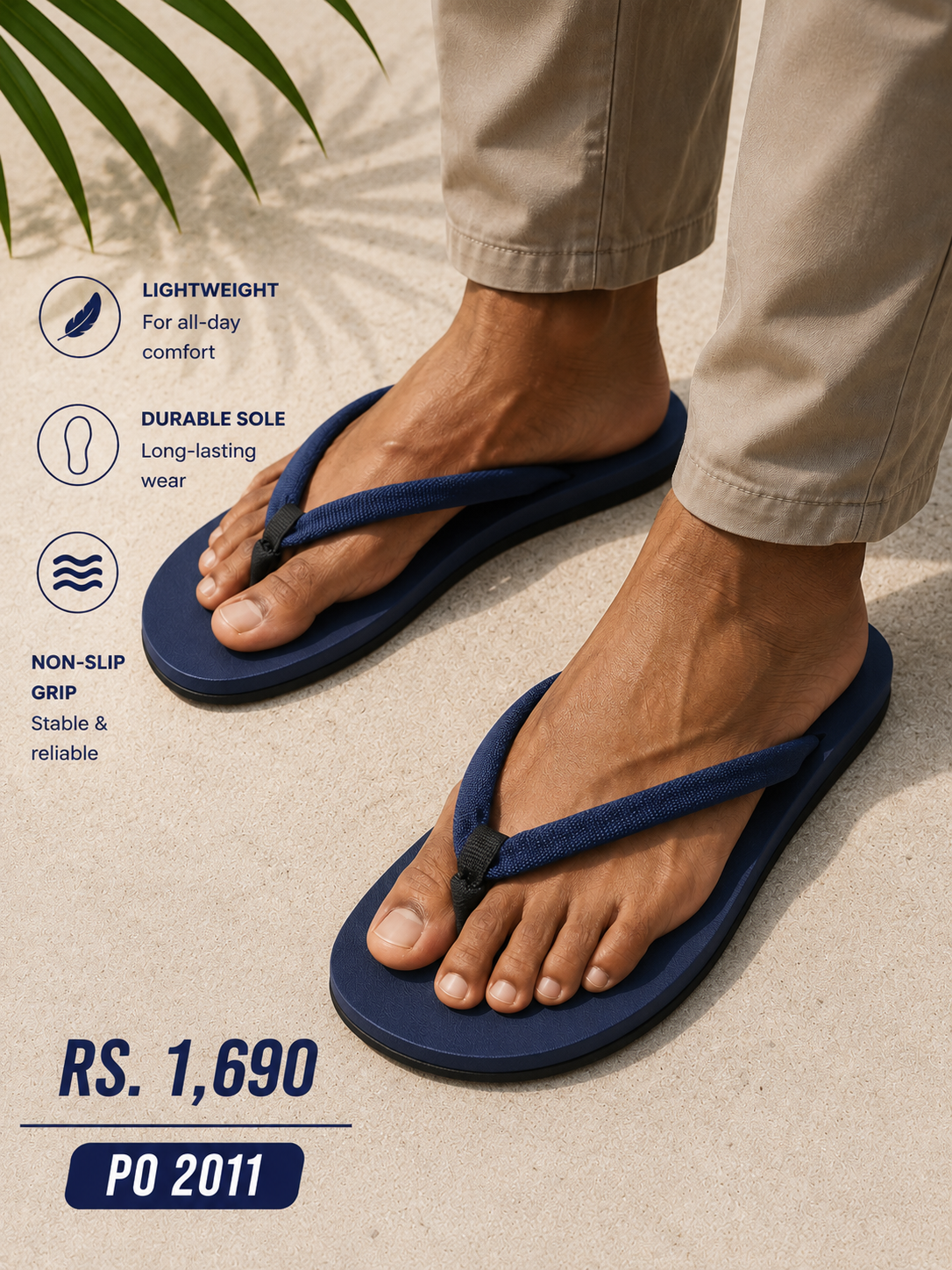 PO 2011 Navy Strap Slippers