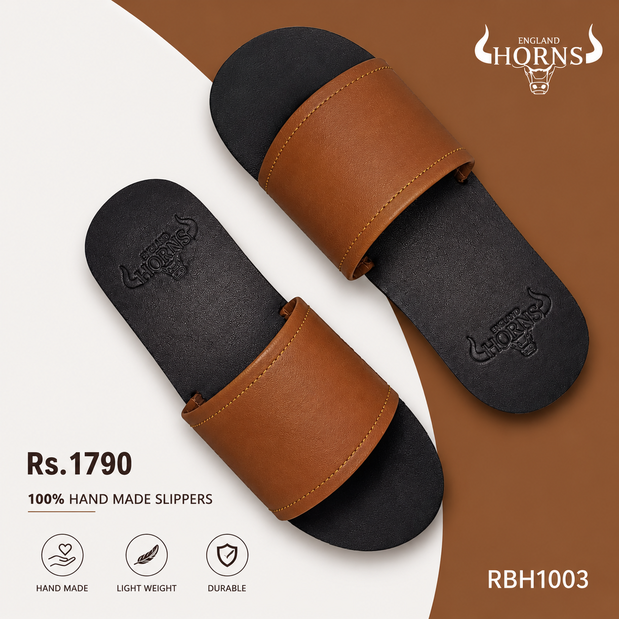 RBH1003 Brown Handmade Slippers